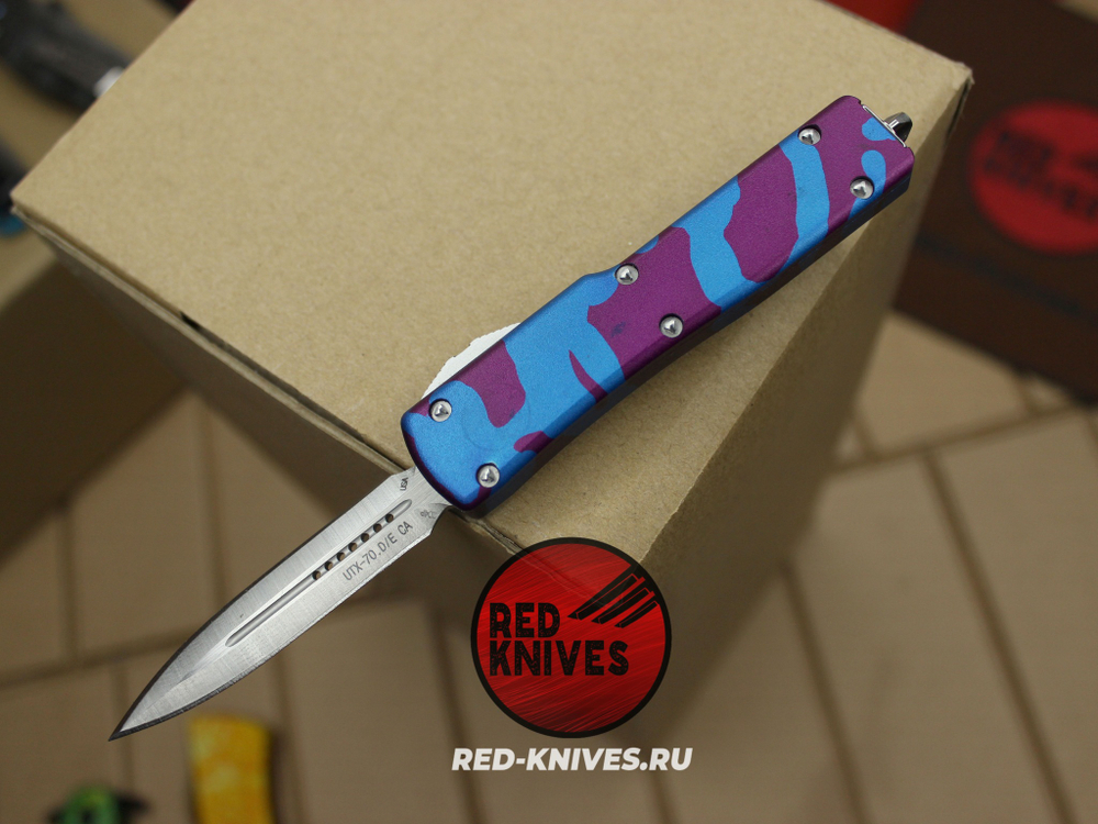 Нож Microtech UTX-70 D/E (фиолетовый тигр) эксклюзив RED-Knives RK-533