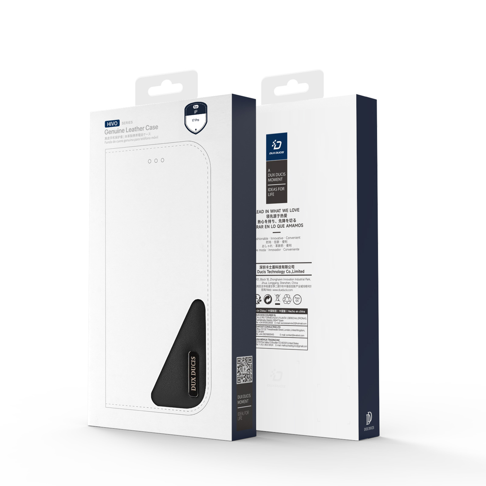 Чехол книжка из натуральной кожи для iPhone 17 Pro, серия Hivo Series Case (защита RFID) от Dux Ducis