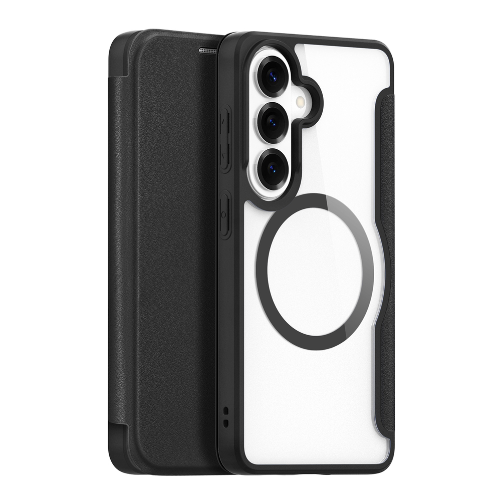 Чехол книжка черного цвета с MagSafe для Samsung Galaxy S26+ Плюс, серия Skin X Pro Series от Dux Ducis