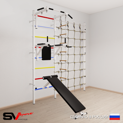 Шведская стенка Sv Sport усиленная 6820 (Турник стандарт/Брусья/Скамья/Лестница/Канатный лаз)