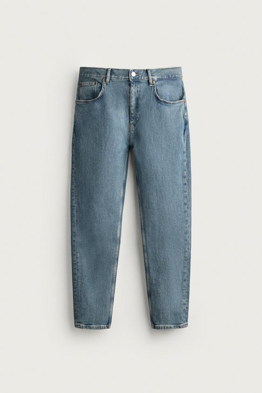 ZARA УКОРОЧЕННЫЕ ДЖИНСЫ SLIM FIT, ВЫЦВЕТШИЙ СИНИЙ