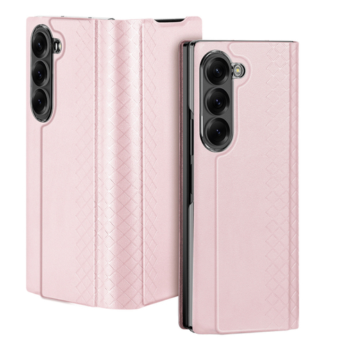 Чехол розового цвета для Samsung Galaxy Fold 7, премиальная искусственная кожа, поддержка беспроводной зарядки, Dux Ducis серия Bril Series Case (Magnetic Version)