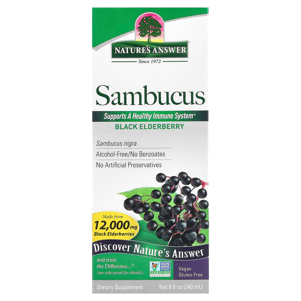 Nature's Answer, Sambucus, черная бузина, без спирта, 2500 мг, 240 мл (8 жидк. Унций)
