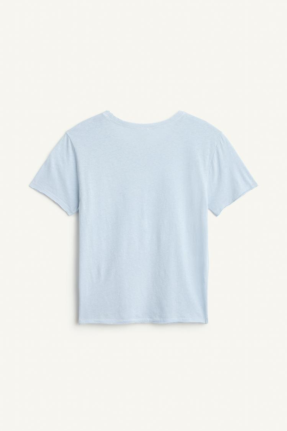 ZARA ФУТБОЛКА ИЗ СМЕСИ ХЛОПКА И ЛЬНА, ПАСТЕЛЬНО-ГОЛУБОЙ