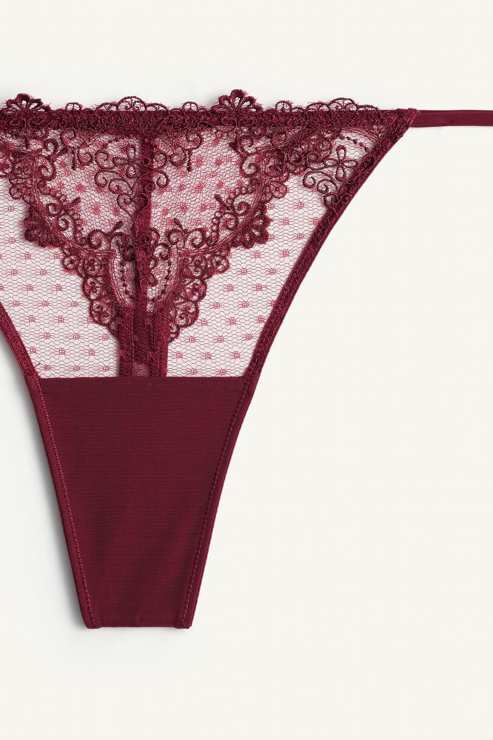 ZARA КРУЖЕВНЫЕ СТРИНГИ - LIMITED EDITION , БУРГУНДИ