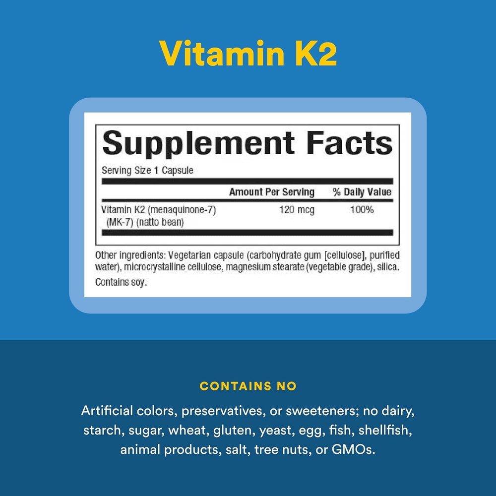Natural Factors, витамин K2, 100 мкг, 60 вегетарианских капсул