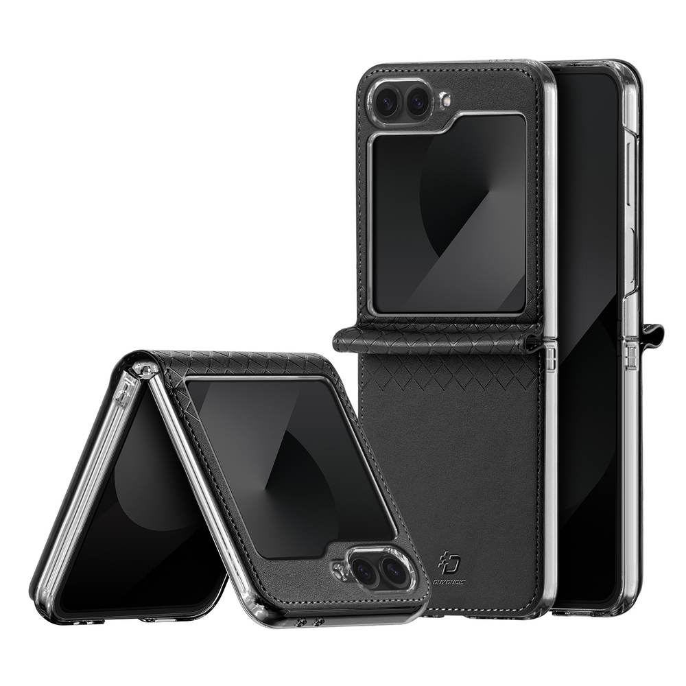 Чехол из кожи черного цвета от Dux Ducis для Samsung Flip 6, Flip 7 FE (W25), серия Bril Series Case