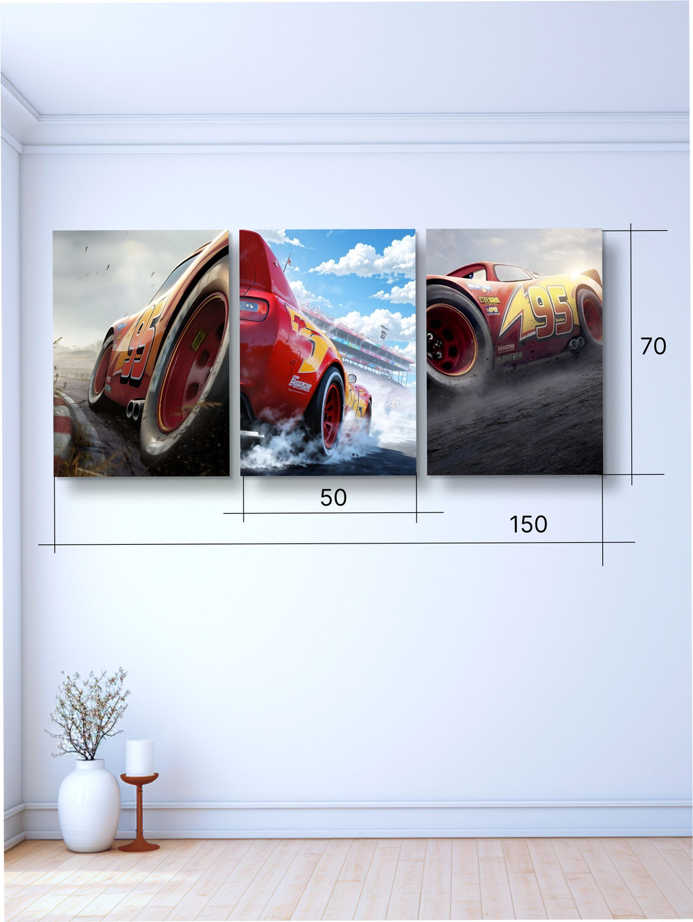 Картина Скорость в деталях модульная 50x70см 3шт.