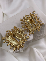 Серьги Скиап. золотые с замочной скважиной со стразами