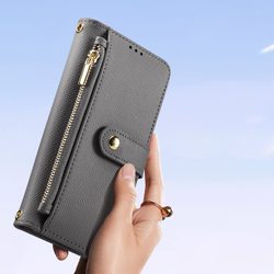 Чехол кошелек из TPU кожи серого цвета от Dux Ducis для смартфона iPhone 16 Pro, серия Lawa Series Case