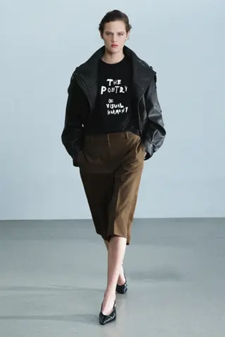 ZARA ФУТБОЛКА С НАДПИСЬЮ, ЧЕРНЫЙ