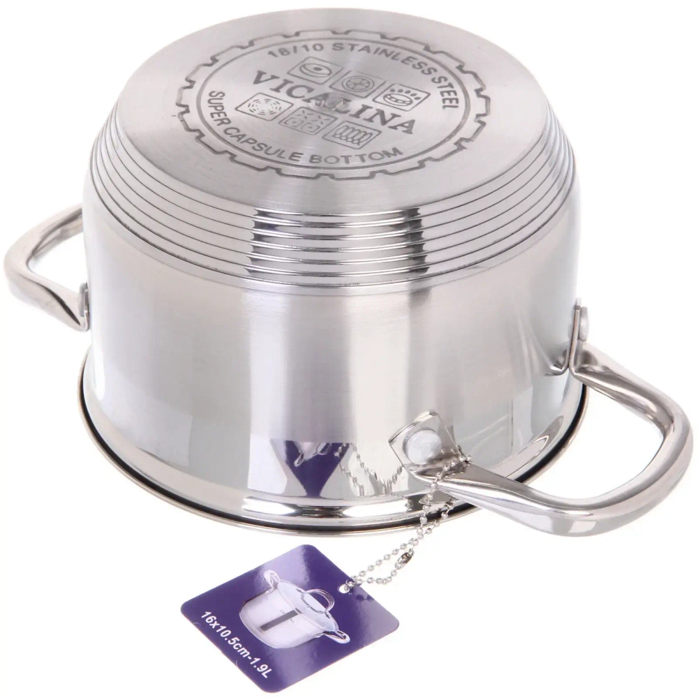 Кастрюля из нержавеющей стали VICALINA 1,9л, индукция, VL-1072