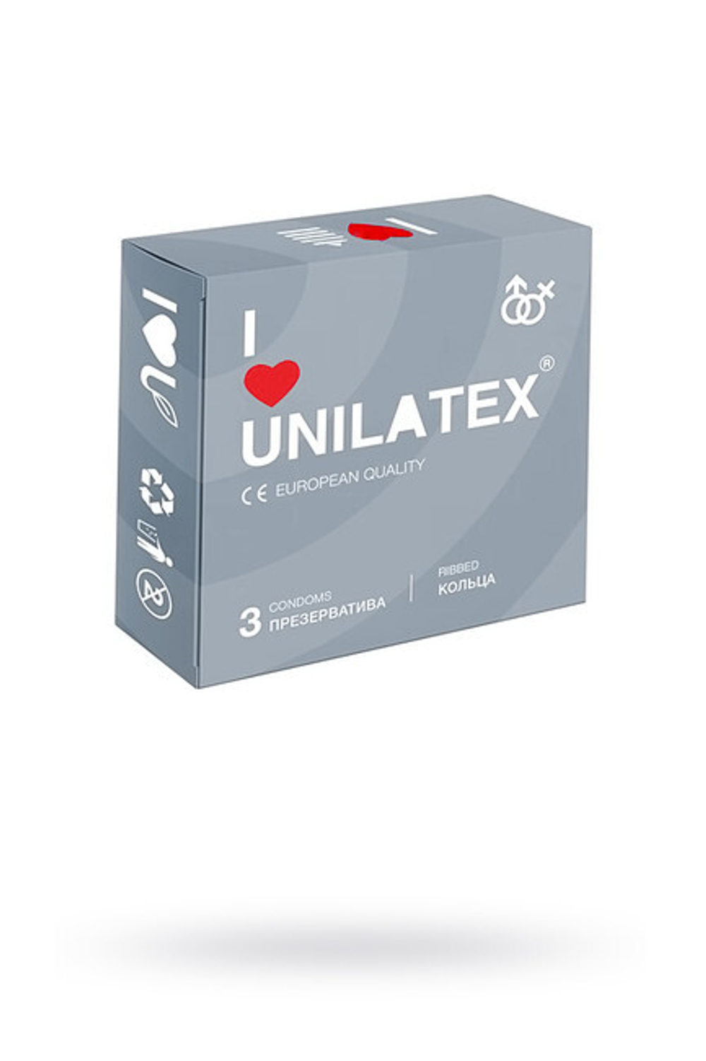 Презервативы UNILATEX ребристые (3 шт.) (Цвет: телесный)