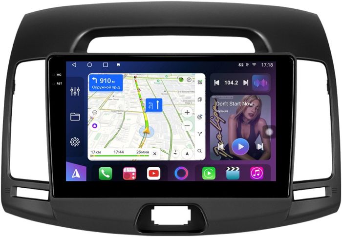 Магнитола для Hyundai Elantra 4 2006-2011 - FarCar S500-TS20 монитор 9.5" 2K QLED на Android 14, Быстрейшая, CarPlay, 4G SIM-слот