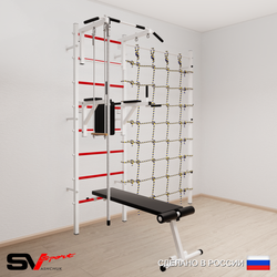 Шведская стенка Sv Sport усиленная 6860 (Турник стандарт/Брусья/Скамья/Канат/Трапеция/Канатный лаз)