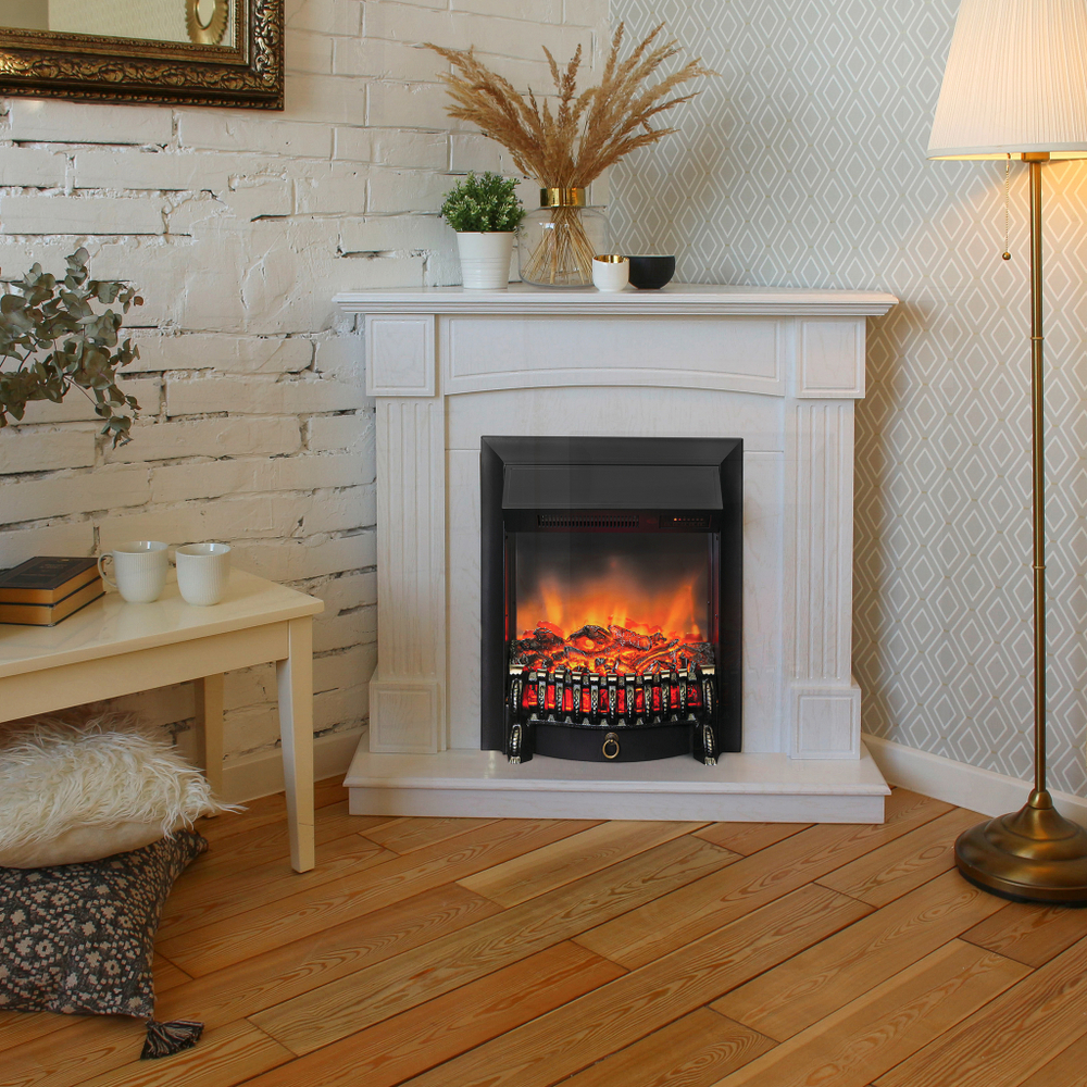 Каминокомплект Real Flame Andrea Corner WT с очагом Fobos Lux Black RC (угловой)