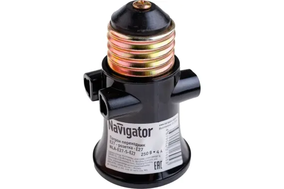Патрон-розетка Navigator Е27 карболитовый черный 26564