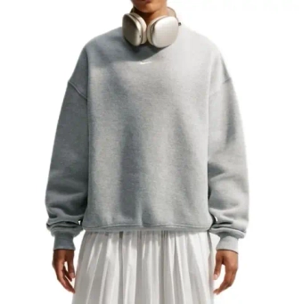 Женская Кофта теннисная Nike Studio Fleece Medium Weight Oversized Crew - dark grey heather/sail