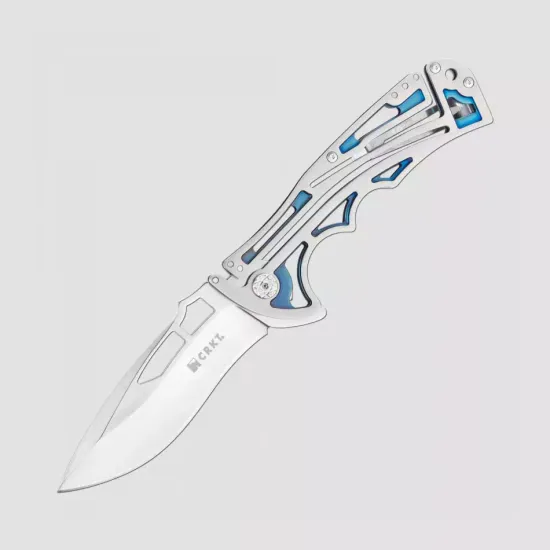 Нож скл.фикс."NIRK Tighe"ст.AUS8 58-59HRC,кл.с2отверст,рук.ожурн.бело-син.нитрид титана,клипса