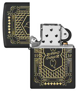 Зажигалка ZIPPO Lines Design с покрытием Black Matte, латунь/сталь, черная, матовая, 38x13x57 мм, шт