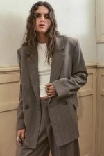 Блейзер в полоску с перекрещивающимися лацканами - PULL&BEAR