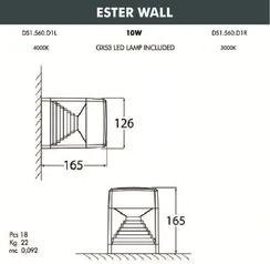 Настенный светильник уличный Ester DS1.560.000.WXD1L Fumagalli