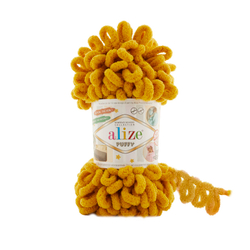 Пуффи (Puffy) пряжа Alize 100%микрополиэстер 5х100г/9,2 м 02 горчица
