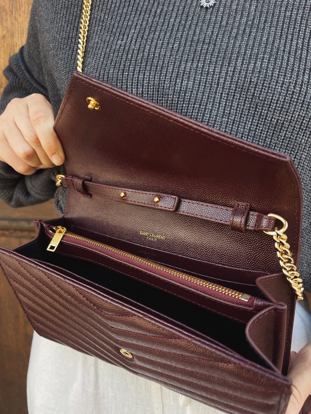 Saint Laurent Cassandre Envelope Chain Wallet