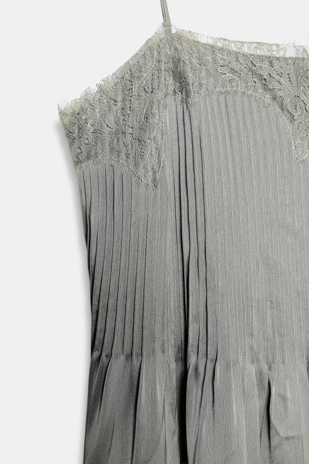 ZARA ПЛАТЬЕ МИДИ С КРУЖЕВОМ — ZW COLLECTION, МЯГКИЙ СЕРЫЙ