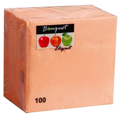 Салфетки бумажные 24*24 BOUQUET elegant Персиковые, 1 сл., 100л