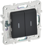SKANDY Выключатель 2-клавишный проходной с индикацией 10А SK-V10G графит IEK