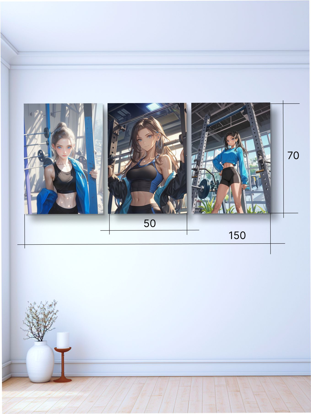 Картина Ночная луна модульная 50x70см 3шт.
