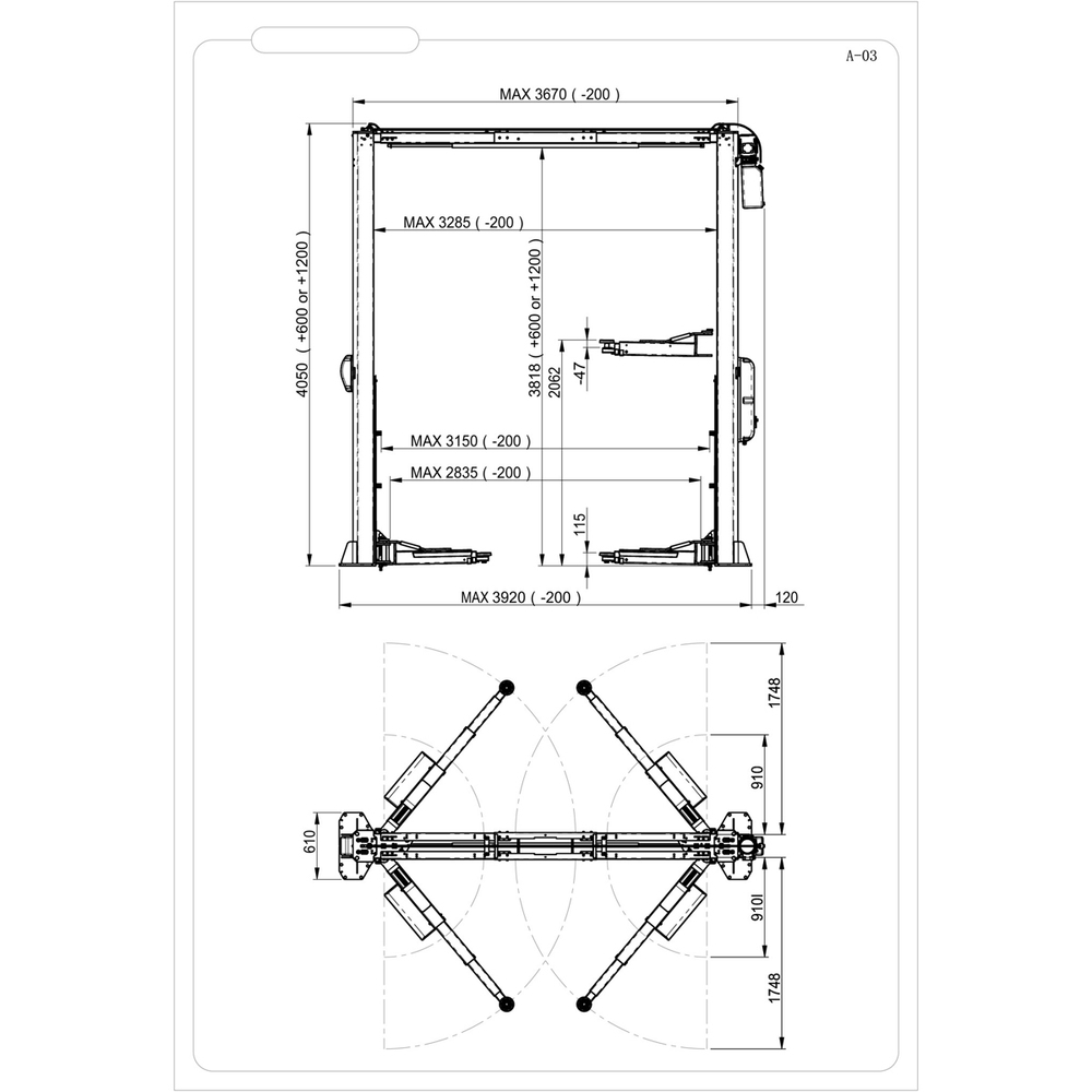 Автоподъемник двухстоечный ROSSVIK PRO V2-5.5L г/п 5.5т, 380В