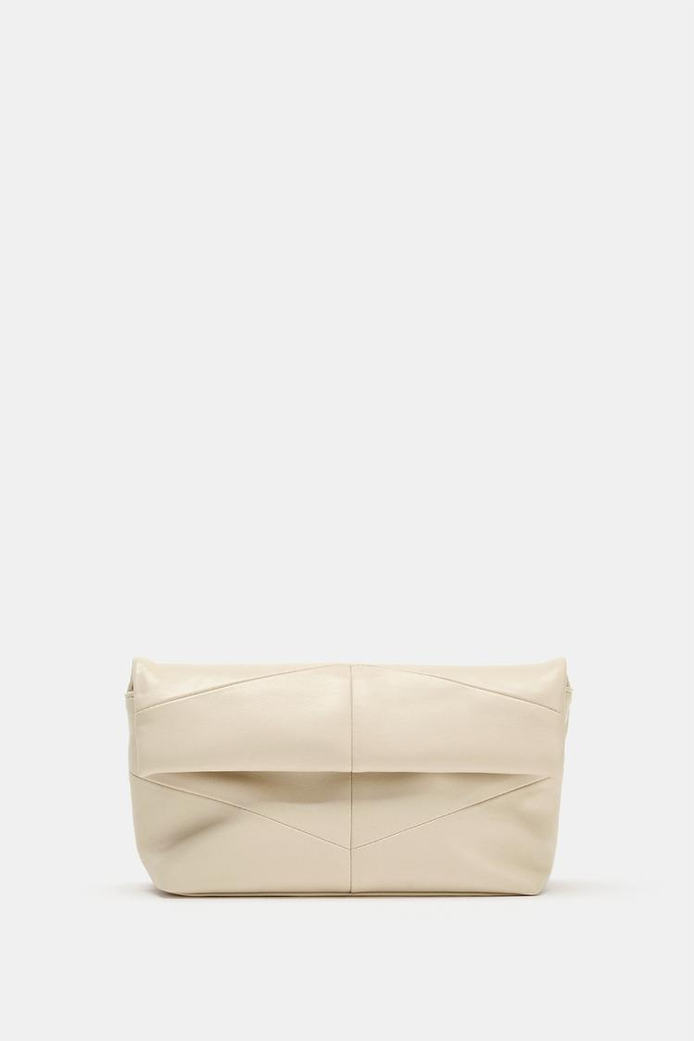 ZARA СТЕГАНАЯ СУМКА-КОНВЕРТ, ЭКРЮ
