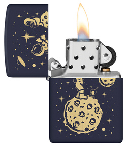 Зажигалка ZIPPO Lost in Space Design с покрытием Navy Matte, латунь/сталь, синяя, 38x13x57 мм, шт