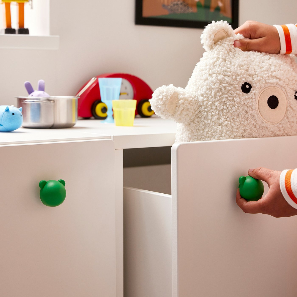 IKEA GREJSIMOJS  (ИКЕА ГРЕЙСИМОЙС)  -  Ручка-кнопка - зелёный/медведь 38 мм