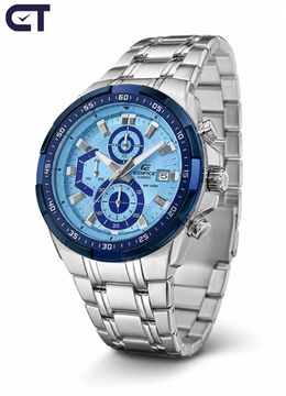 CASIO EFR-539DE-2AVUDF EDIFICE мужские наручные часы — крупный хронограф с синим циферблатом и синим IP-безелем