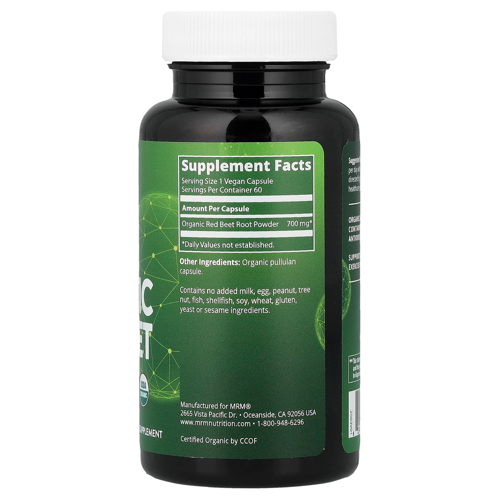 MRM Nutrition, органическая красная свекла, 60 веганских капсул