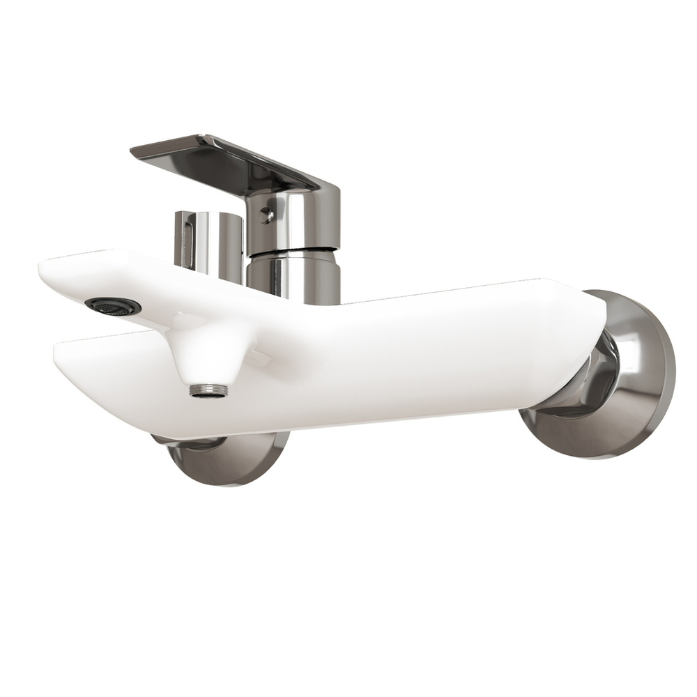 Смеситель для ванны 35k MIXLINE МЛ33-01(ML33-01) "Сити " БЕЛЫЙ/ХРОМ