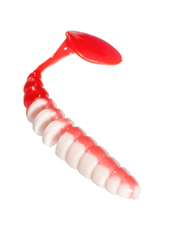 Приманка ZUB-SHAD  75мм(3")-6шт, (цвет 010) белое тело - красный хвост