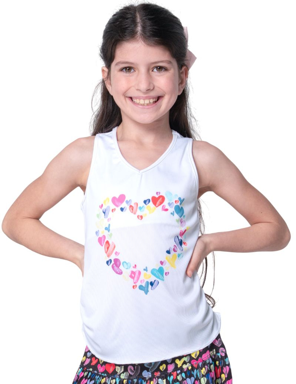 Футболка для девочек Lucky in Love Thumbprint Hearts - multicolor