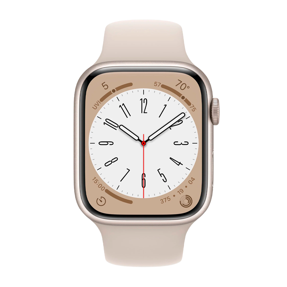Умные часы Apple Watch Series 8 GPS, 45mm, Aluminium Case with Sport Band M/L, Starlight (Сияющая звезда)