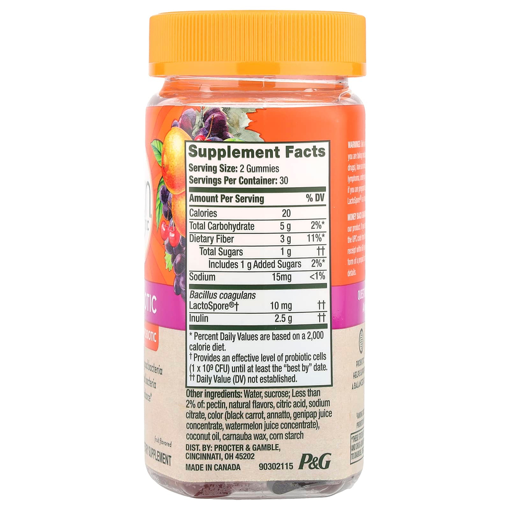 Align Probiotics, Dualbiotic, пребиотик и пробиотик, фрукты, 60 жевательных таблеток