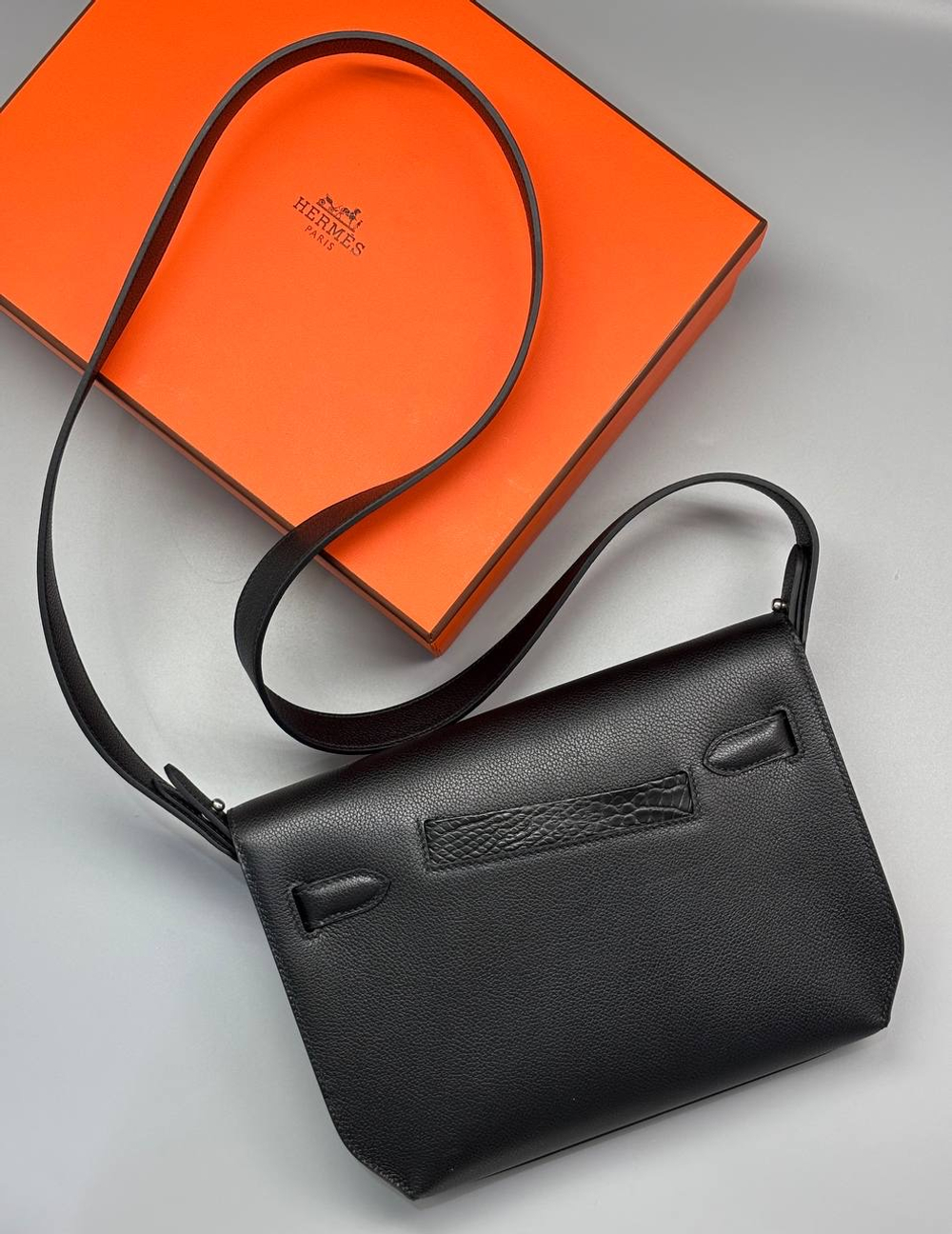 Клатч-Сумка через плечо Hermes Kelly Depeches 25 вставки из кожи крокодила