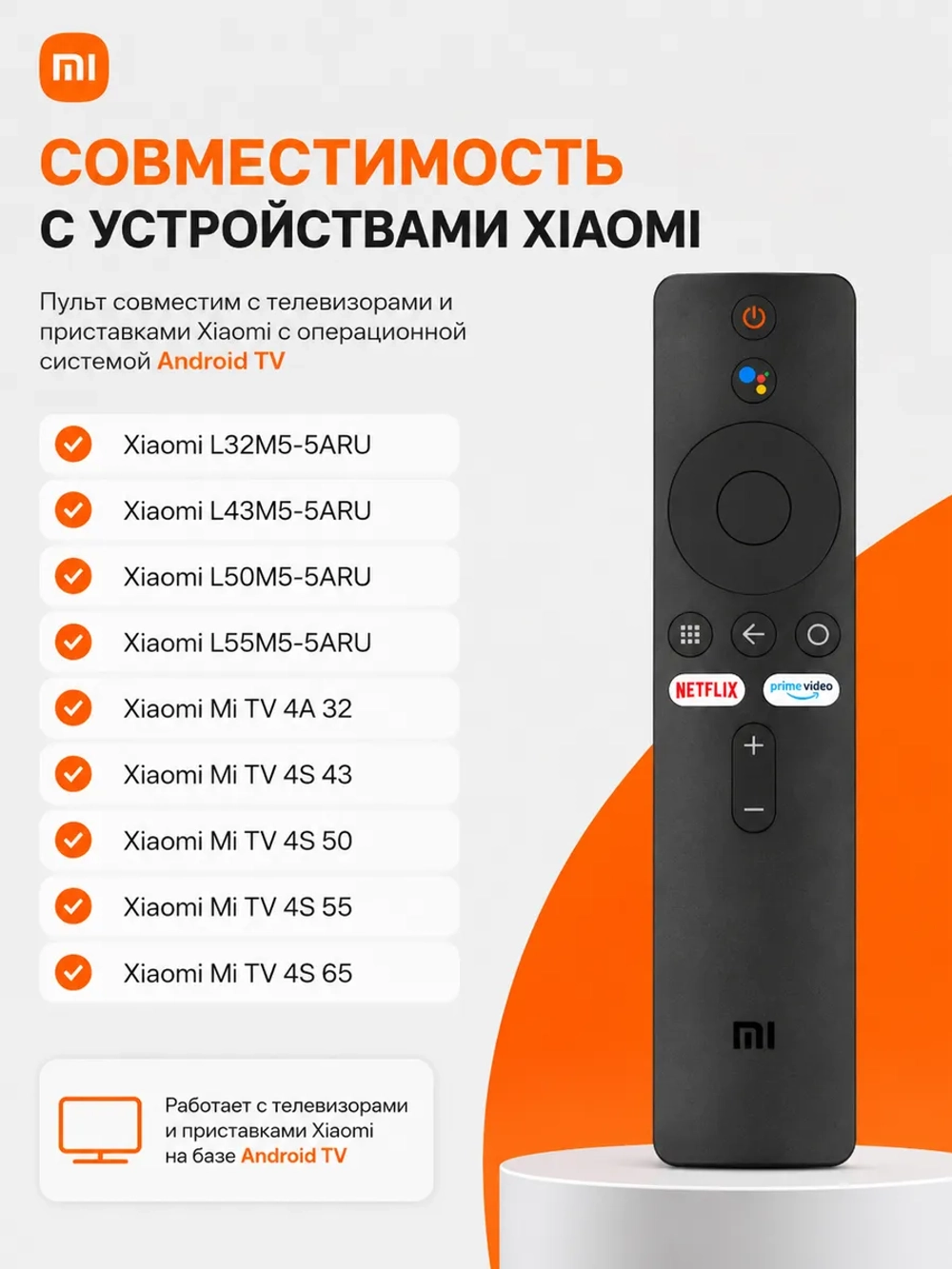 Универсальный беспроводной Bluetooth смарт-пульт дистанционного управления с голосовым вводом Google Assistant для Smart TV телевизоров Xiaomi, Mi TV 4S, Mi TV 4A PDU20610 (MI-Ver.5, XMRM-00A, XMRM-OOA, D79C100154A50, XMRM-007, HBT069, XMRM-010, TV 4