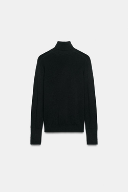 ZARA БАЗОВЫЙ СВИТЕР С ВЫСОКИМ ВОРОТНИКОМ, ЧЕРНЫЙ