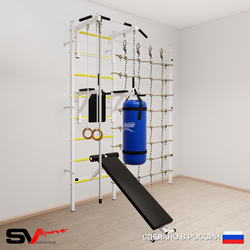 Шведская стенка Sv Sport 58420 (Турник стандарт/Брусья/Скамья/Канат/Кольца/Цепь/Мешок 22кг/Канатный лаз)