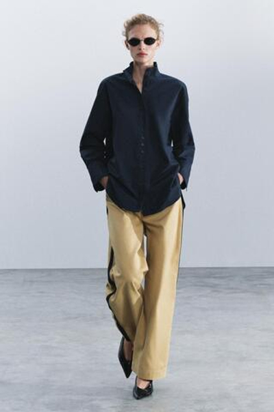 РУБАШКА С ВЫСОКИМ ВОРОТНИКОМ ZW COLLECTION — ZARA