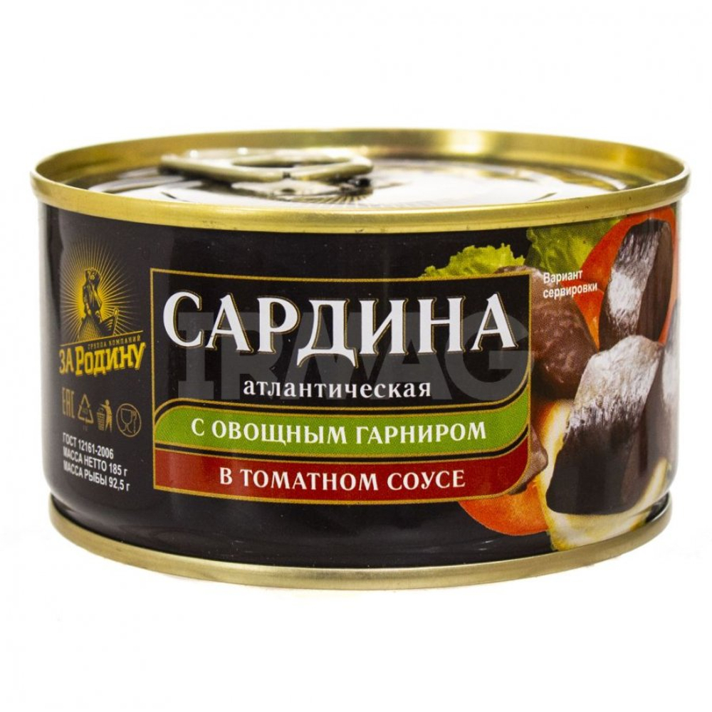 Сардина атлантическая с овощным гарниром «За Родину», 185 гр.