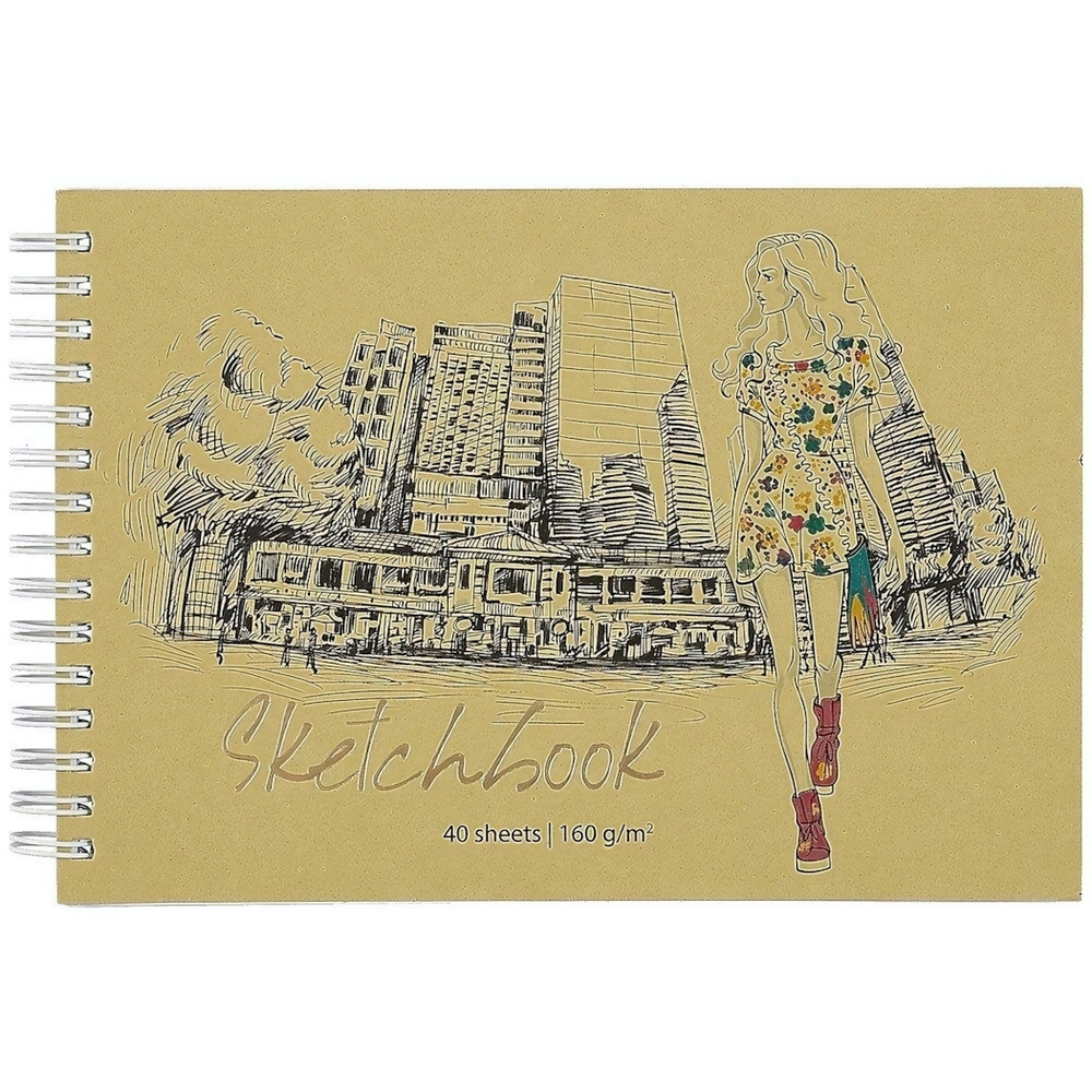 Скетчпад А5 40л. "City girl" облистер диз карт. тверд подл фольг 160г (Академия Групп)